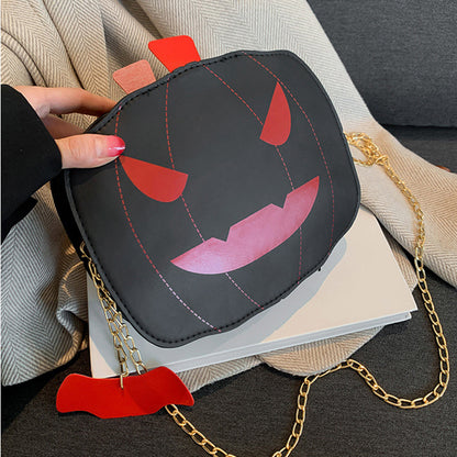 Halloween Cartoon Pumpkin Shoulder Bag For Girls Personality Funny Creative Chain Crossbody Bags Women