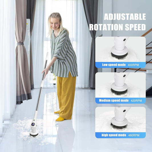 8-in-1 Electric Cleaning Brush Multi-functional Household Kitchen Bathroom Dedicated Mute Handheld Strong Cleaning Brush