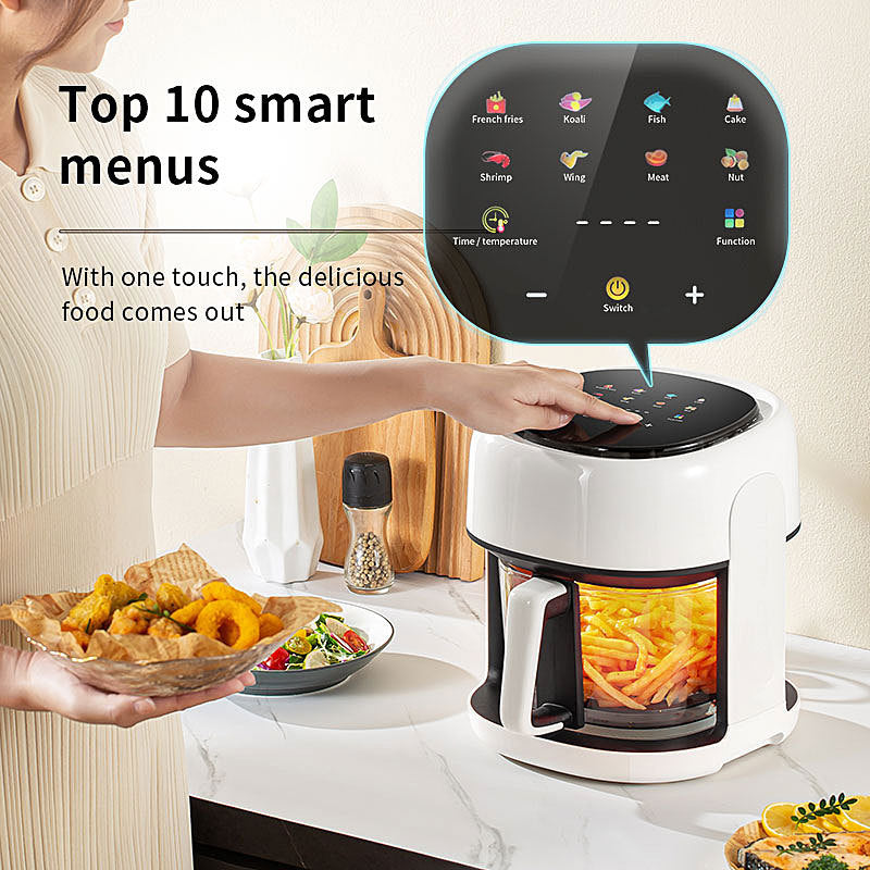 Smart Electric Air Fryer Large Capacity Convection Oven Deep Fryer Without Oil Kitchen Baking Viewable Window Home Applianc