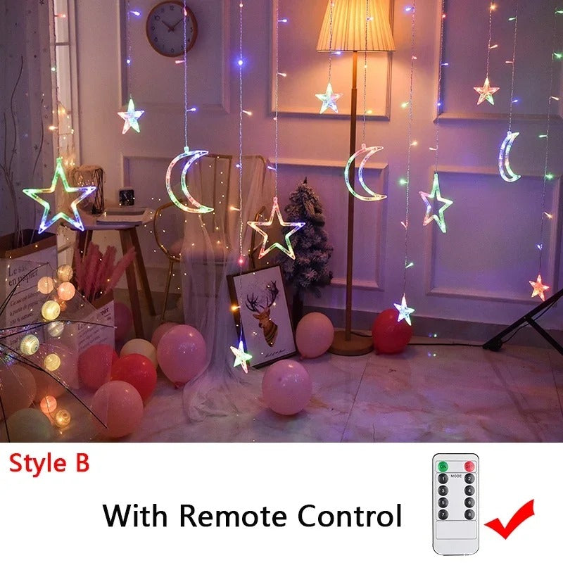 Christmas Lights 2024 Festoon String Light Fairy Garland Curtain Decor For Holiday 2025 New Year Decoration