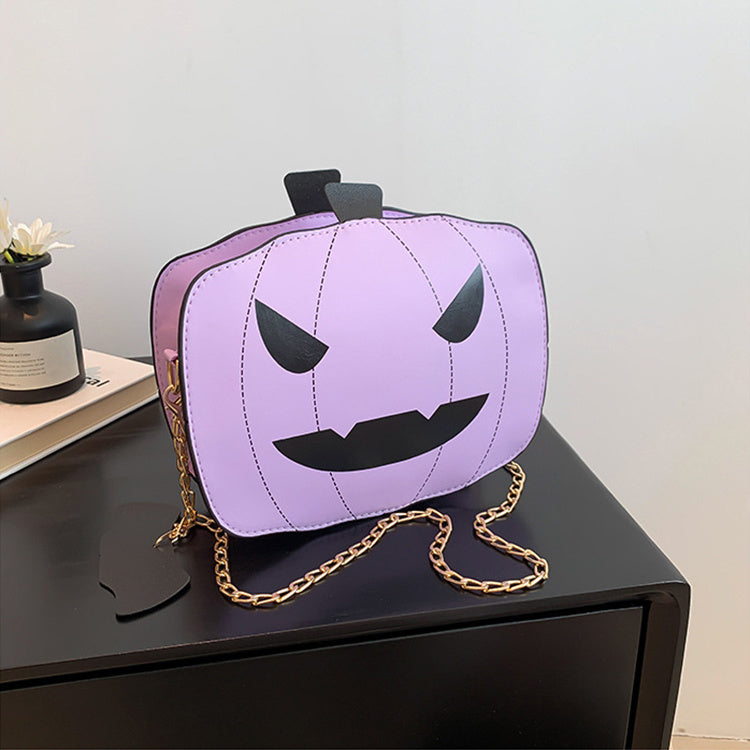 Halloween Cartoon Pumpkin Shoulder Bag For Girls Personality Funny Creative Chain Crossbody Bags Women